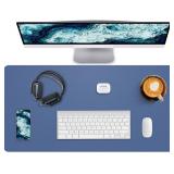 Desk Pad Mat - Leather Desk Pad Protector for Office and Home - Desk Organization and Accessories - Ideal for Large Mouse Pad and Desk Mats on Top of Desks(Grey Blue,31.5" x 15.7")
