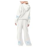 Ythomm Womens 2 Piece Outfits Lounge Bow Graphic Oversized Hoodies Sets Baggy Wide Leg Sweatpants Sweatsuit Fall Tracksuits. Size Large