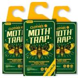 Moth Traps for Clothes Closets, Indoor Clothing Moths Traps with Strength Pheromones, 3 Pack Refillable