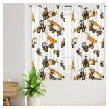 Boys Construction Curtains 42Wx63L Inch Rod Pocket Cartoon Tractor Truck for Kids Bedroom Decor Bulldozer Child Nursery Toddler Excavator Art Printed Playroom Living Room Window Drapes 2 Panel