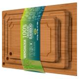 Durable Bamboo Cutting Boards for Kitchen   3-Piece Set with Deep Juice Grooves, Carbonized Surface & Heavy-Duty Design, Perfect for Charcuterie, Meat, and Vegetables