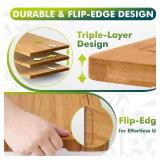 Durable Bamboo Cutting Boards for Kitchen   3-Piece Set with Deep Juice Grooves, Carbonized Surface & Heavy-Duty Design, Perfect for Charcuterie, Meat, and Vegetables