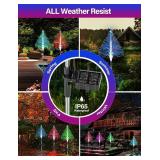 Solar Christmas Trees Decorations Lights Outdoor Waterproof and Snow Proof Solar Christmas Tree Jellyfish Lights 5 Layer Optical Fiber 7 Color Changing for Pathway Lawn Patio Outside Decorative, 3PCS