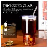 Glass Tumbler with Lid and Straw, Borosilicate Glass Iced Coffee Cup Smoothie Cups 24 oz/750ml for Hot or Cold Drinks