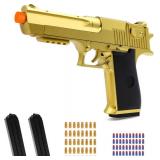 Gold Soft Bullet Toy Gun Shell Ejecting for Boys, Realistic Shooting Game Toy Pistol with 50 Foam Bullets, 40 Shells & 2 Clips, Ideal Christmas Birthday Gift for Boys Adults