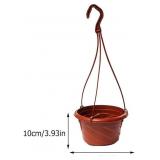 DOITOOL 12 Sets Plastic Hanging Plant Pot Garden Flower Pot Wall Hanging Flowerpot Nursery Basket Orchid for Outdoor Indoor Garden Decor (17 X 17 X 10 cm, Red)