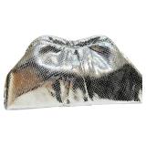 Snake Pattern Dumpling Evening Clutch Bag for Women, PU Crossbody Shoulder Purse Handbag for Wedding Party with Chain