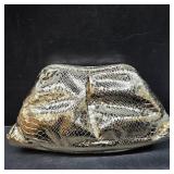 Snake Pattern Dumpling Evening Clutch Bag for Women, PU Crossbody Shoulder Purse Handbag for Wedding Party with Chain