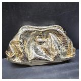 Snake Pattern Dumpling Evening Clutch Bag for Women, PU Crossbody Shoulder Purse Handbag for Wedding Party with Chain