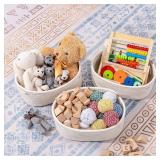 CubesLand Woven Basket for Organizing/Shelves, Cube Shelf Closet Storage Set of 3, Long-lasting & Skin-friendly Bin, Stylish Room Storage, Rainbow Stitches Cotton Rope