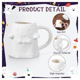 Jingmore 4 Sets Halloween Ceramic to Paint Mug Ghost Coffee Mug Halloween Craft for Adult Paint Your Own Cup DIY for Adults Includes Ceramic White Coffee Cup and Painting Supplies