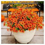 20 Bundles Artificial Mums for Outdoors   UV Resistant Artificial Plants Outdoor, Realistic Silk Fake Flowers No Fade, for Porch, Garden, Patio, Planter