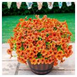 20 Bundles Artificial Mums for Outdoors   UV Resistant Artificial Plants Outdoor, Realistic Silk Fake Flowers No Fade, for Porch, Garden, Patio, Planter
