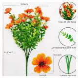 20 Bundles Artificial Mums for Outdoors   UV Resistant Artificial Plants Outdoor, Realistic Silk Fake Flowers No Fade, for Porch, Garden, Patio, Planter