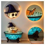 Christmas Halloween Party Ghost Bubble Bath Lamp, Halloween Ghost Night Light, Cute LED Lamp for Bathroom Decor, Ghost-Themed Bathtub Lamp for Halloween Party or Gift