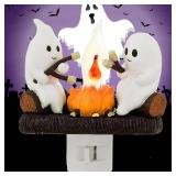 Ghost Campfire Flickering Nightlight for Halloween Indoor Decoration Spooky Ghost Fake Camp Fire Cute Halloween Decor Night Lights Gifts for Kids Family and Friends