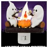 Ghost Campfire Flickering Nightlight for Halloween Indoor Decoration Spooky Ghost Fake Camp Fire Cute Halloween Decor Night Lights Gifts for Kids Family and Friends