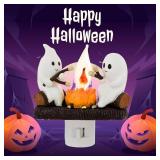 Ghost Campfire Flickering Nightlight for Halloween Indoor Decoration Spooky Ghost Fake Camp Fire Cute Halloween Decor Night Lights Gifts for Kids Family and Friends
