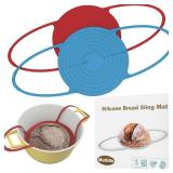 Silicone Bread Sling Dutch Oven - 2 PCS Reusable Non Stick Sourdough Sling,Bread Mat for Baking Supplies (Red & Blue)