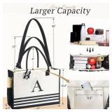 Personalized Initial Monogrammed Canvas Tote Bags, Gifts for Women Teachers Birthday Graduation Beach - Letter G