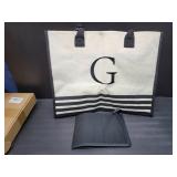 Personalized Initial Monogrammed Canvas Tote Bags, Gifts for Women Teachers Birthday Graduation Beach - Letter G