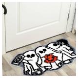 Whaline Halloween Bath Rug Ghost Tufted Bath Mat Non Slip Bathroom Shower Rugs Front Door Mat Carpet Floor Rug for Home Kitchen Bedroom Porch Entryway