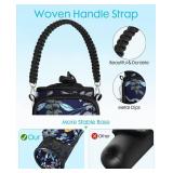Under 32 oz Water Bottle Holder Bag with Strap - Crossbody & Woven Handle Sling for Carrier Walking with Phone Pocket
