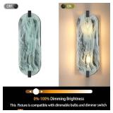 $110 2 Light Oval Green Glass Bathroom Wall Sconce Modern Concise Style Wall Light Fixture,Black Finish for Bedroom Hallway Bedside