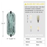 $110 2 Light Oval Green Glass Bathroom Wall Sconce Modern Concise Style Wall Light Fixture,Black Finish for Bedroom Hallway Bedside