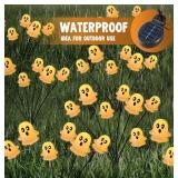 JOYIN Halloween Decorations Outdoor Solar Cute Ghost Lights, 2 Pcs 12LEDs Solar Powered Hovering Ghost Yard Stakes, Cute LED Pathway Lights Decor for Halloween Graveyard Garden Yard Patio Lawn