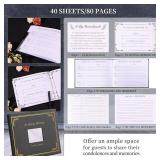 Funeral Guest Book for Memorial Service Black Gold Stamping Hardcover in Loving Memory Guestbook for Celebration of Life Honoring Loved Ones Funeral Guest Sign in Book with Table Sign Pen,Photo Frame