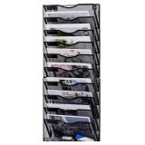 10-Tier Wall File Organizer, Mesh Mail Organizer Wall Mounted Paper Document Holder, Vertical Magazine Rack, Metal Hanging Clipboard Storage Basket for Office Home School Organization, Black