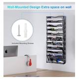 10-Tier Wall File Organizer, Mesh Mail Organizer Wall Mounted Paper Document Holder, Vertical Magazine Rack, Metal Hanging Clipboard Storage Basket for Office Home School Organization, Black