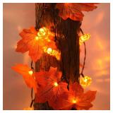 Halloween Lights with Timer for Thanksgiving Decorations: Battery Pumpkin Maple Leaf String Fairy Lights with Romote - 13ft 40 Led Orange Lights for Halloween Autumn Fall Harvest Outdoor Garland Decor
