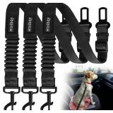 Thickened Dog Seat Belt for Car, 3 Pack Set Retractable Dog Car Leash Adjustable Dog Seat Belt for Vehicle Nylon Pet Safety Seat Belts Heavy Duty & Elastic,Seat Belt for Large Dogs in Car, Black