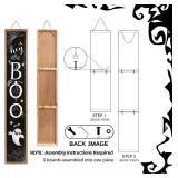 Halloween Welcome Sign for Front Porch Standing, BOO Wooden Porch Sign for Door Decorations, Farmhouse Hanging Wall Sign for Halloween Happy Outdoor Garden Decor 47.2"H - Black