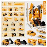 Magnetic Transform Engineering Car Set, Assembled Construction Vehicle Cars Toys, Building Transforming Cars and Trucks, Outdoor Toddler Activities Toys for Toddler Kids Ages 4-8 (Yellow)