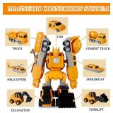 Magnetic Transform Engineering Car Set, Assembled Construction Vehicle Cars Toys, Building Transforming Cars and Trucks, Outdoor Toddler Activities Toys for Toddler Kids Ages 4-8 (Yellow)