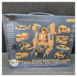 Magnetic Transform Engineering Car Set, Assembled Construction Vehicle Cars Toys, Building Transforming Cars and Trucks, Outdoor Toddler Activities Toys for Toddler Kids Ages 4-8 (Yellow)