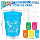 Yungyan 30 Pack Girls Trip Cups 16 oz Besties Beach Party Favor Tumblers Besties Weekend Cups with Lid and Straw Women Matching Summer Vacation Party Gift Bachelorette Bridal Showers Favors