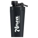 Anea Protein Stainless Steel Shaker Bottle | Insulated | Wire Whisk Included With Additional Blender Cage | 20-Ounce | Black