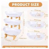 3 Tier Fruit Bowl for Counter, Serving Trays for Party, Fruit Basket Plastic Serving Bowls with Bamboo Stand, Dessert Display Vegetable Storage, Snack, Nuts(White)