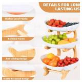 3 Tier Fruit Bowl for Counter, Serving Trays for Party, Fruit Basket Plastic Serving Bowls with Bamboo Stand, Dessert Display Vegetable Storage, Snack, Nuts(White)
