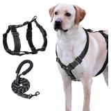 Wanheart Anti-Pulling Dog Safety Vest, Equipped with 2 Adjustable Waist Buckles, Reflective Oxford Fabric, 6 Adjustable Points, and Easy-to-Control Handles. (Black, L)