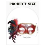 Halloween Masquerade Masks for Women - 2025 Peacock Feather Mask for Men Couples, 1920s Venetian Eyemask for Party