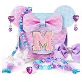 Toddler Purse Gifts for Girls, Little Girl Gifts Princess Dress Up Jewelry Mermaid Toys Mini Mouse Ears Birthday Gifts for Girls 3 - 8 Year old (M, Mermaid Purple)
