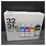 31 32XL Ink Bottle Set High Yield Ink Refills Compatible for HP Smart Tank 5101 7301 7602 7001 6001 Plus 551 651 455 457 450 All-in-One Printers, 4-Pack (165ML 32XL Black Ink, 100ML 31 Color Ink)