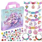 Girls Charm Bracelet Making Kit: Mermaid Jewelry Supplies Make Set Charm Bracelets Kits DIY Art Craft Set Girl Toys Age 5 6 7 8 9 10 11 12 Year Old Girl Little Children Creative Birthday Gifts for Kid