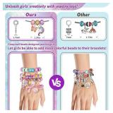 Girls Charm Bracelet Making Kit: Mermaid Jewelry Supplies Make Set Charm Bracelets Kits DIY Art Craft Set Girl Toys Age 5 6 7 8 9 10 11 12 Year Old Girl Little Children Creative Birthday Gifts for Kid