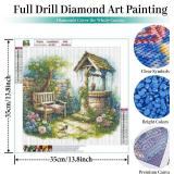 GEWOUVIN Garden Diamond Art Kits for Adults, Diamond Painting Kits for Adults Beginners, DIY Full 5D Round Drill Gem Art Kits for Gift Home Wall Decor 13.8x13.8inch